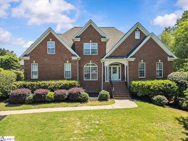 449 Crepe Myrtle Dr, Greer, SC 29651 - traditional home featuring a front yard and brick siding