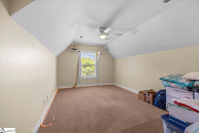 449 Crepe Myrtle Dr, Greer, SC 29651 - bonus room with baseboards, carpet, vaulted ceiling, and a ceiling fan