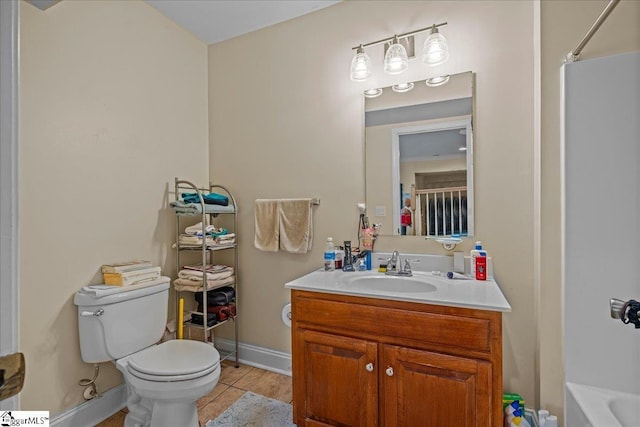 449 Crepe Myrtle Dr, Greer, SC 29651 - full bath featuring toilet, vanity, baseboards, and tub / shower combination