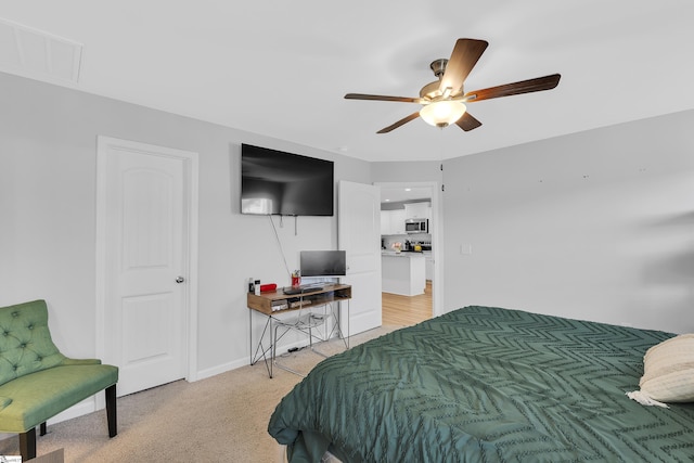116 Bruinen Dr, Fountain Inn, SC 29644 - bedroom featuring light colored carpet, ceiling fan, and baseboards