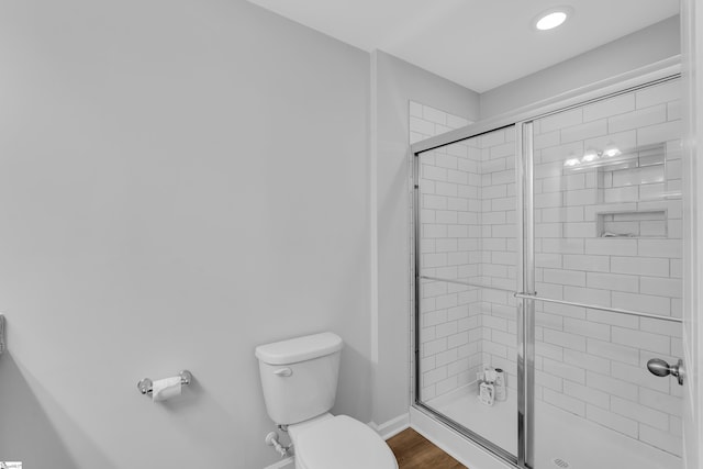 116 Bruinen Dr, Fountain Inn, SC 29644 - bathroom with toilet, a shower stall, and baseboards
