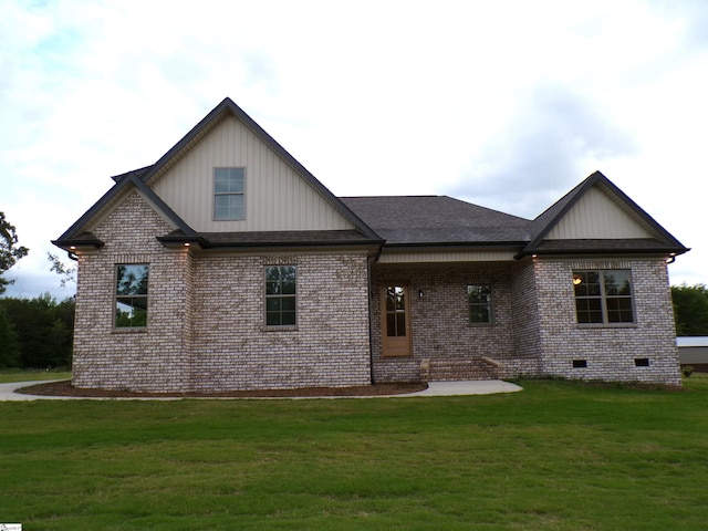 291 Robbins Rd, Chesnee, SC 29323 - back of property featuring a yard, brick siding, crawl space, a patio, and board and batten siding