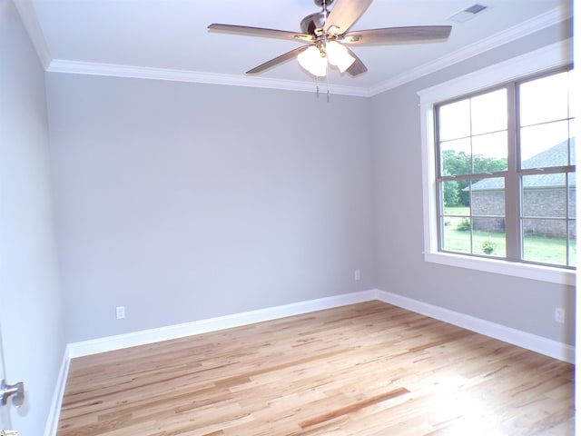 291 Robbins Rd, Chesnee, SC 29323 - spare room featuring light wood-style flooring, a ceiling fan, crown molding, and baseboards