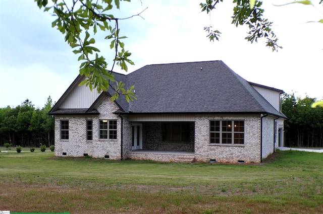291 Robbins Rd, Chesnee, SC 29323 - rear view of property featuring crawl space, roof with shingles, a lawn, and brick siding