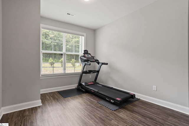 723 Mile Creek Rd, Pickens, SC 29671 - exercise area featuring baseboards and dark wood-type flooring