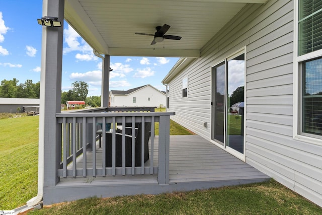 723 Mile Creek Rd, Pickens, SC 29671 - wooden deck featuring ceiling fan and a yard