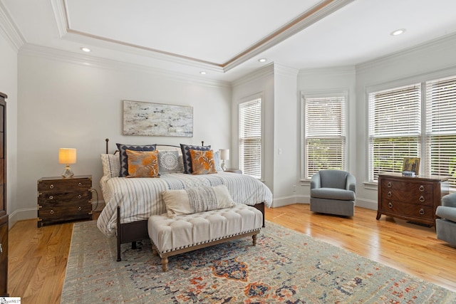 1 Riverstone Way, Greer, SC 29651 - bedroom with wood finished floors, crown molding, recessed lighting, a raised ceiling, and baseboards