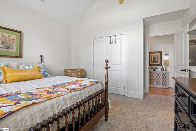 1 Riverstone Way, Greer, SC 29651 - bedroom with light carpet, baseboards, and high vaulted ceiling