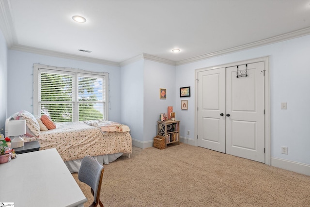 1 Riverstone Way, Greer, SC 29651 - bedroom with crown molding, carpet flooring, baseboards, recessed lighting, and a closet