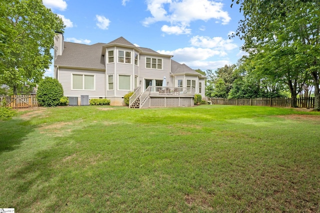 1 Riverstone Way, Greer, SC 29651 - rear view of property with a deck, a chimney, and central AC