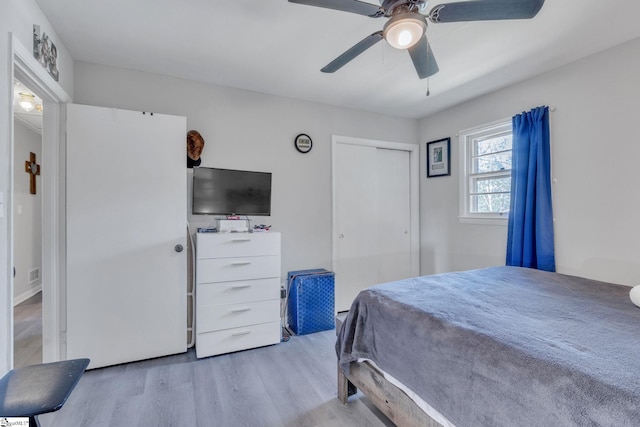 273 Cedar Springs Rd, Spartanburg, SC 29302 - bedroom featuring wood finished floors, a closet, and a ceiling fan
