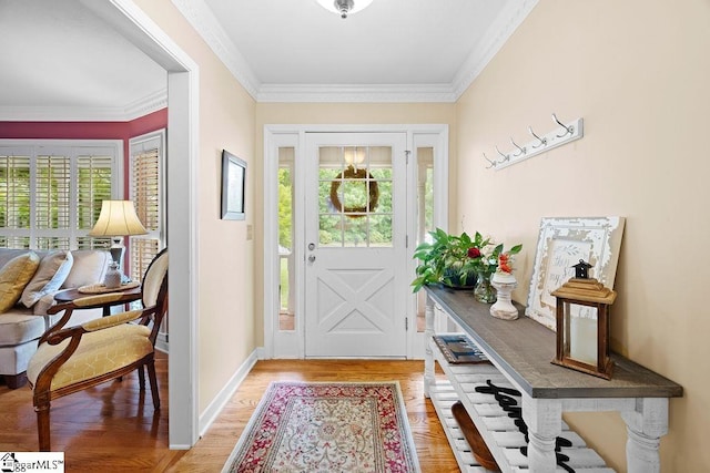 3 Staten Ln, Taylors, SC 29687 - foyer featuring crown molding, light wood-style flooring, and baseboards