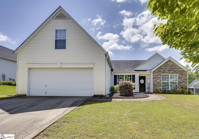 349 Hamilton Pkwy, Easley, SC 29642 - traditional home with concrete driveway, a front yard, and an attached garage