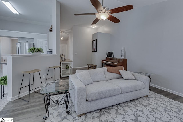 349 Hamilton Pkwy, Easley, SC 29642 - living area featuring light wood-type flooring, a ceiling fan, and baseboards
