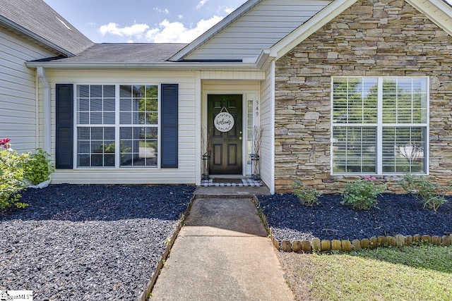 349 Hamilton Pkwy, Easley, SC 29642 - entrance to property with stone siding and a shingled roof