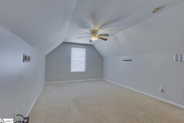 349 Hamilton Pkwy, Easley, SC 29642 - bonus room with vaulted ceiling, ceiling fan, baseboards, and light colored carpet