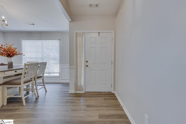 349 Hamilton Pkwy, Easley, SC 29642 - entryway with wood finished floors and a chandelier