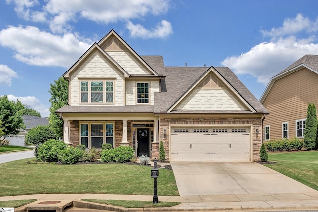 201 Wiscasset Way, Greenville, SC 29615 - craftsman-style house with a front yard, driveway, roof with shingles, and an attached garage