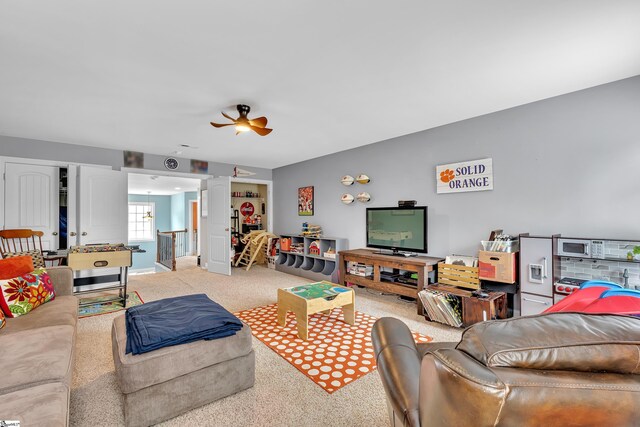 201 Wiscasset Way, Greenville, SC 29615 - carpeted living area featuring a ceiling fan