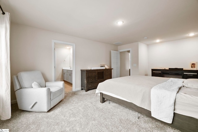 813 Elgon Walk Dr, Fountain Inn, SC 29644 - bedroom featuring light carpet, recessed lighting, and connected bathroom