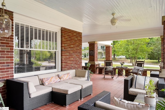 227 S Main St, Anderson, SC 29654 - deck with an outdoor hangout area and ceiling fan