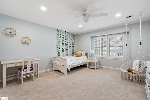 207 White Water Ct, Greer, SC 29650 - carpeted bedroom with baseboards, recessed lighting, a ceiling fan, and ornamental molding