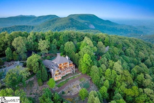 58 Wild Ginger Rd, Landrum, SC 29356 - aerial view of property and surrounding area with a heavily wooded area and a mountain backdrop