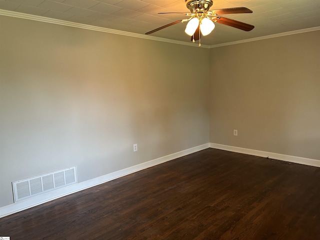 325 Byrnes St, Joanna, SC 29351 - unfurnished room with ceiling fan, dark wood finished floors, baseboards, and ornamental molding