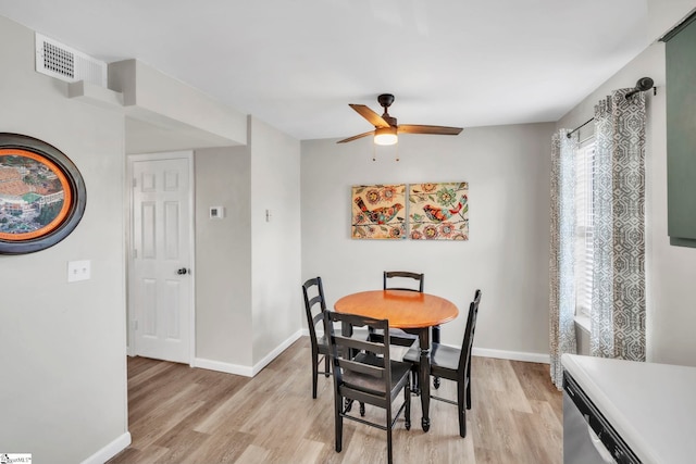 250 Elm St # 507, Clemson, SC 29631 - dining space with ceiling fan, light wood-type flooring, and baseboards