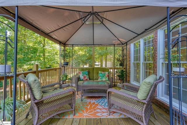 201 Woodridge Dr, Spartanburg, SC 29301 - deck with an outdoor living space and a gazebo