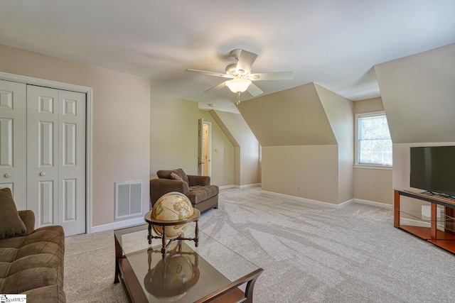 201 Woodridge Dr, Spartanburg, SC 29301 - living room featuring carpet floors, a ceiling fan, and baseboards