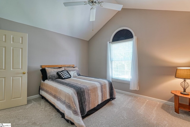201 Woodridge Dr, Spartanburg, SC 29301 - carpeted bedroom featuring vaulted ceiling, baseboards, and a ceiling fan