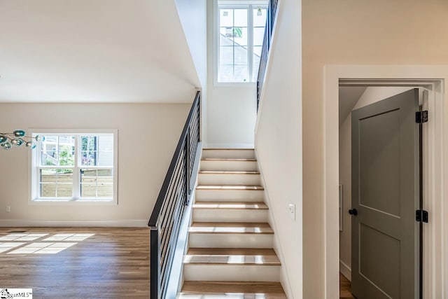 11 Stall St, Greenville, SC 29609 - stairs featuring wood finished floors and baseboards