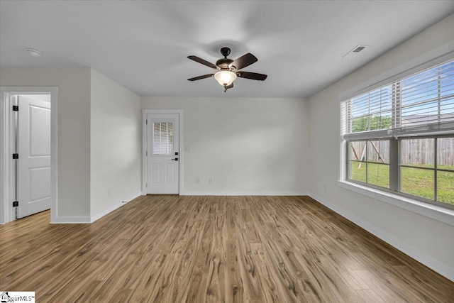 624 Renita Dr, Boiling Springs, SC 29316 - unfurnished room with wood finished floors, baseboards, and ceiling fan