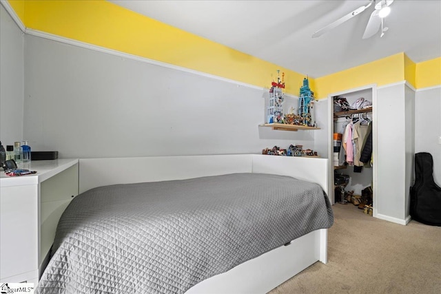 116 Kennedy St, Easley, SC 29642 - bedroom with light carpet, a closet, and a ceiling fan