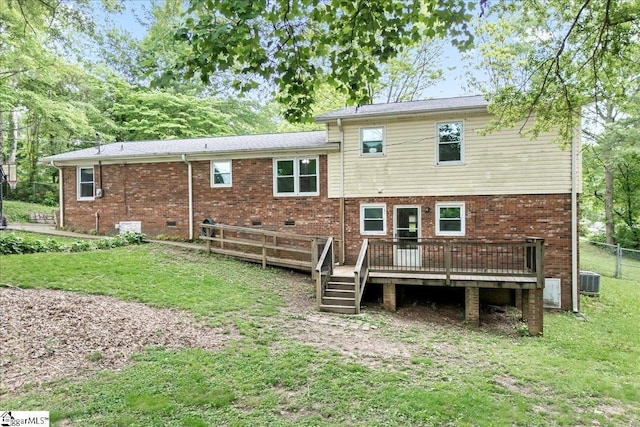 116 Kennedy St, Easley, SC 29642 - back of property featuring a deck and brick siding