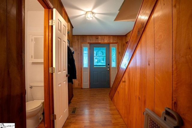 345 P Cromer Rd, Abbeville, SC 29620 - doorway to outside with wooden walls and light wood-type flooring