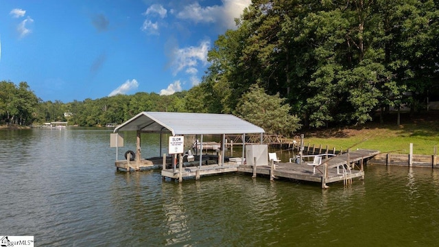 345 P Cromer Rd, Abbeville, SC 29620 - dock area featuring a water view, boat lift, and a view of trees