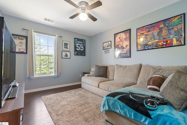 9 Hollow Tree Way, Greenville, SC 29605 - living room featuring wood finished floors, ceiling fan, and baseboards