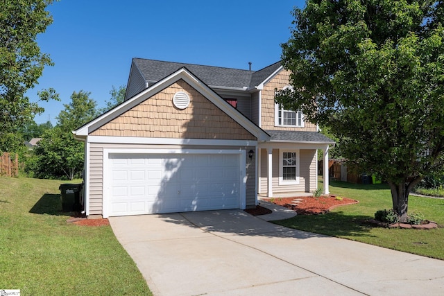 9 Hollow Tree Way, Greenville, SC 29605 - view of front of home with driveway, a front yard, an attached garage, and roof with shingles