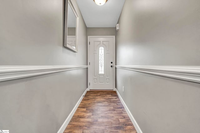 105 Devonfield Dr, Greer, SC 29651 - doorway featuring dark wood-style flooring and baseboards