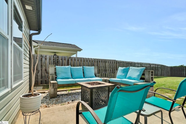 105 Devonfield Dr, Greer, SC 29651 - view of patio featuring an outdoor living space with a fire pit