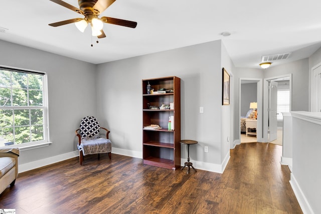 103 Circle Grove Ct, Greer, SC 29650 - living area featuring wood finished floors, ceiling fan, and baseboards