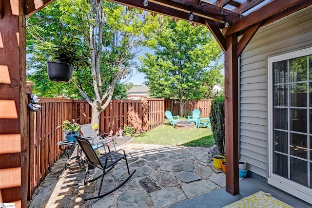 103 Circle Grove Ct, Greer, SC 29650 - fenced backyard featuring an outdoor fire pit and a patio area
