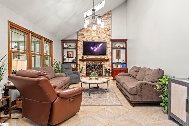 208 Forrester Creek Way, Greenville, SC 29607 - living room with vaulted ceiling and a fireplace