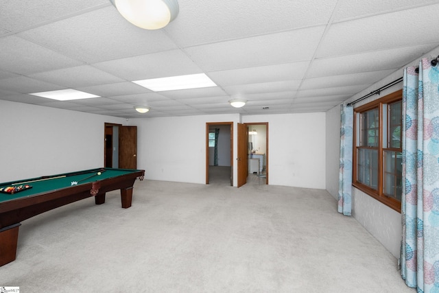 223 Covington Rd, Greenville, SC 29617 - recreation room with carpet flooring, a paneled ceiling, and billiards