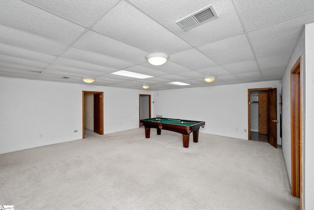223 Covington Rd, Greenville, SC 29617 - game room featuring billiards table, carpet floors, and a drop ceiling