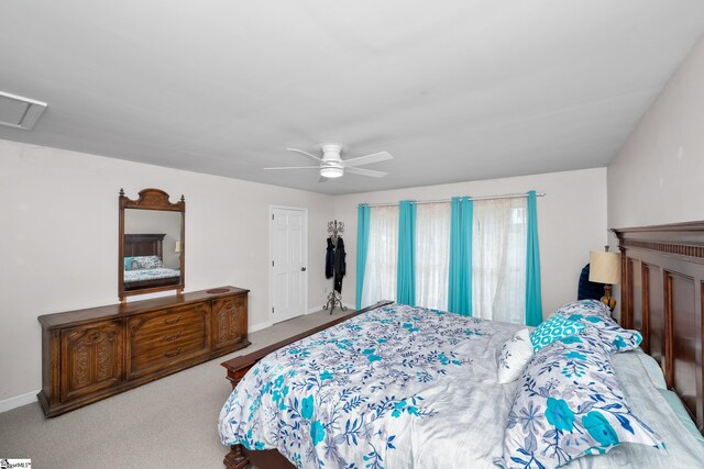 223 Covington Rd, Greenville, SC 29617 - carpeted bedroom featuring ceiling fan, baseboards, and attic access