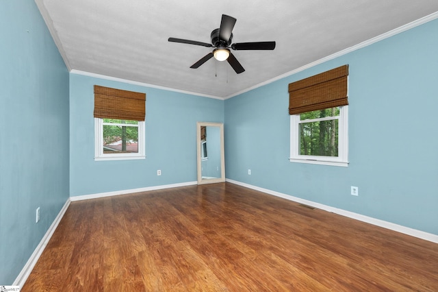 110 Sycamore Dr, Mauldin, SC 29662 - unfurnished room featuring wood finished floors, ornamental molding, baseboards, and ceiling fan