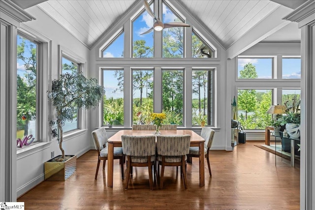 135 Neal Pointe Dr, Chesnee, SC 29323 - sunroom featuring plenty of natural light, wood finished floors, baseboards, wooden ceiling, and a deck